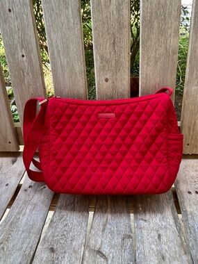 Vera Bradley Women’s Cotton On The Go Quilted Crossbody Bag, Fire Red